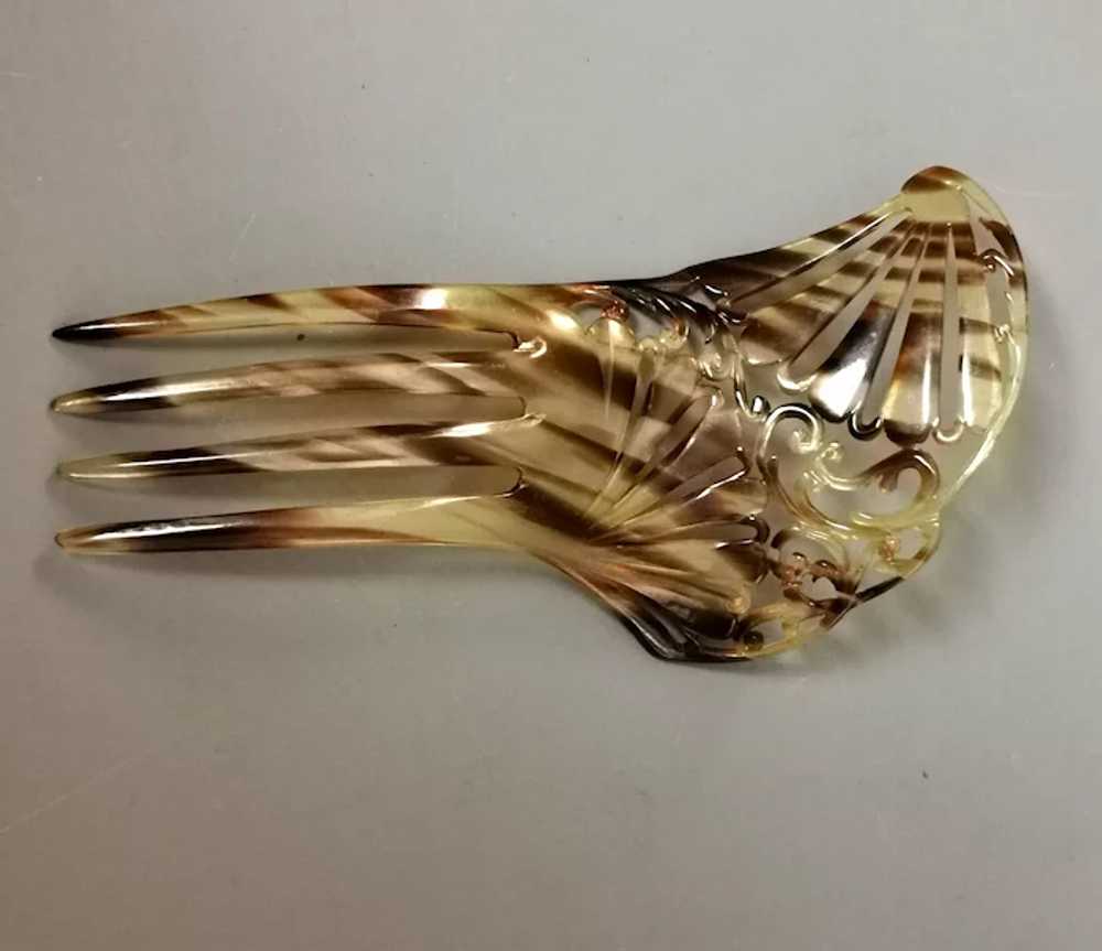 Vintage Art Deco mantilla hair comb, faux tortois… - image 4