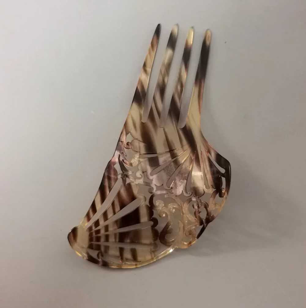 Vintage Art Deco mantilla hair comb, faux tortois… - image 9