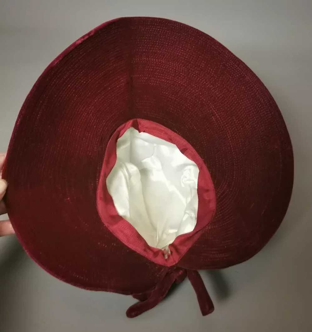 Vintage 1940s floppy velvet hat, wine red - image 8
