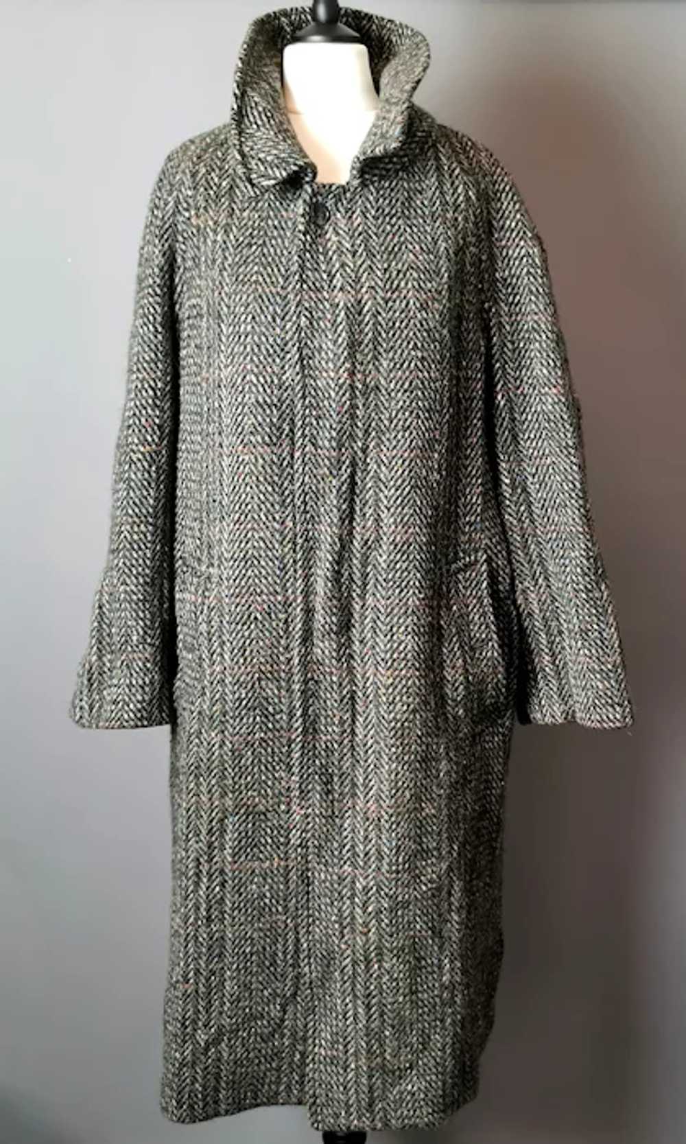 Vintage mens Burberry Irish Tweed overcoat, c1980s - image 10