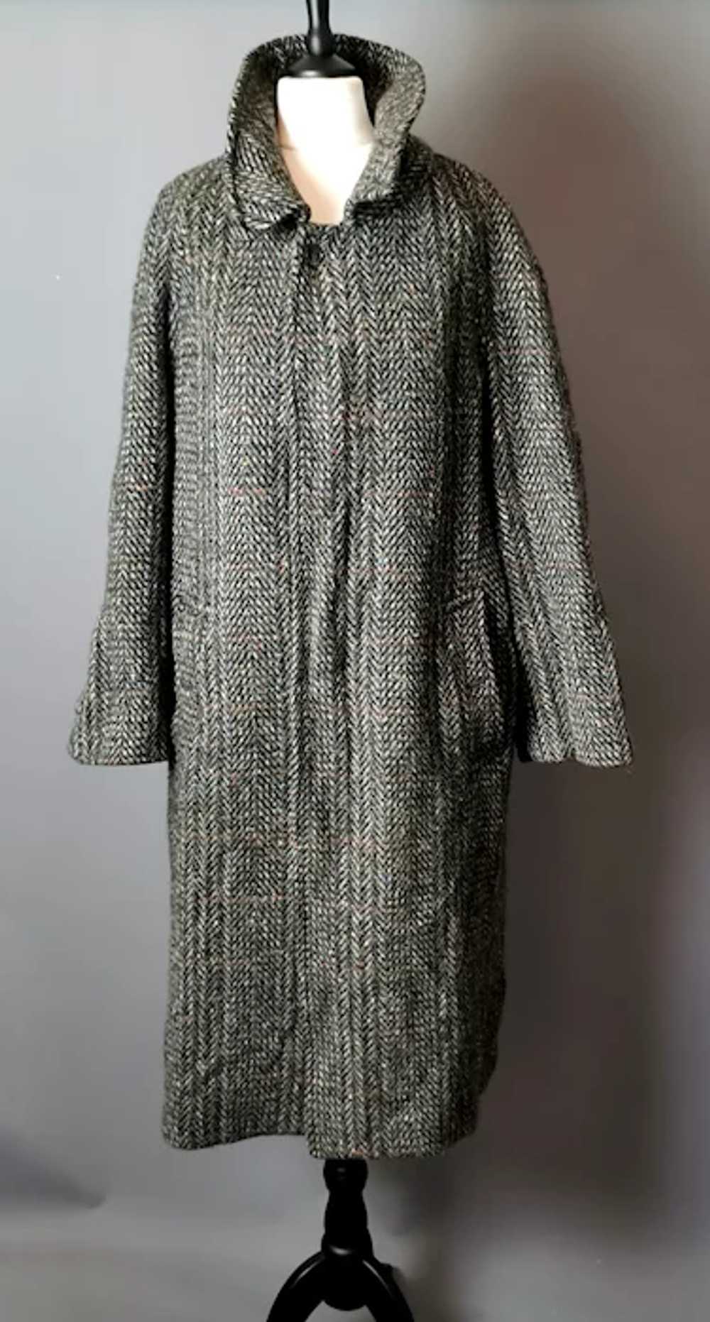 Vintage mens Burberry Irish Tweed overcoat, c1980s - image 2