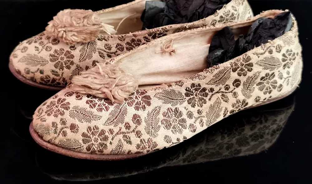 Antique child's silk shoes, embroidered, Edwardian - image 3