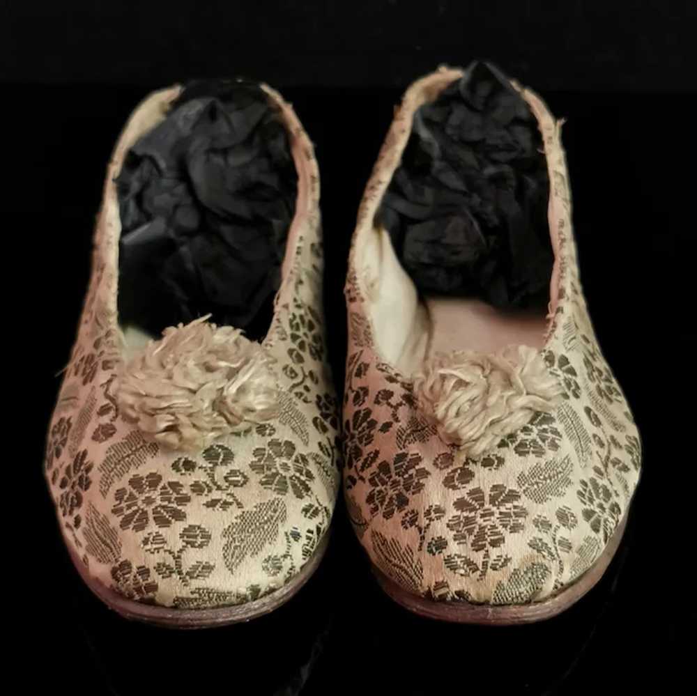 Antique child's silk shoes, embroidered, Edwardian - image 6