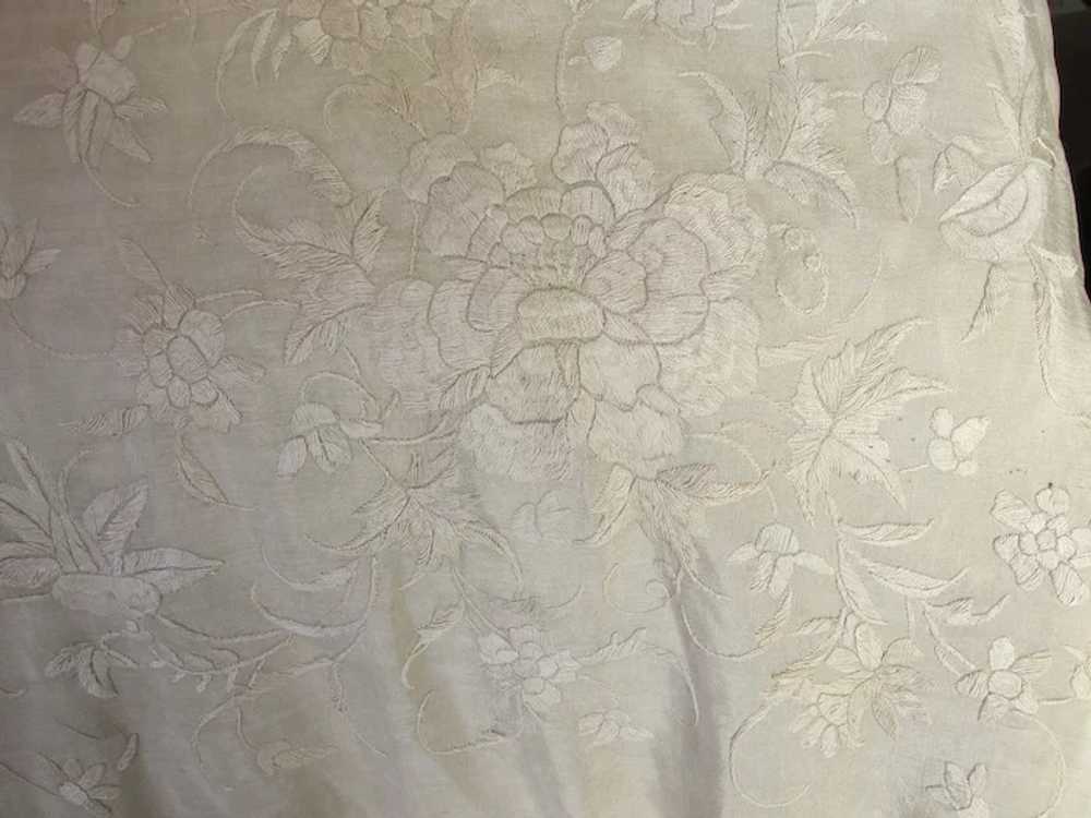 Lovely Antique Embroidered Floral Silk Shawl, Pia… - image 3