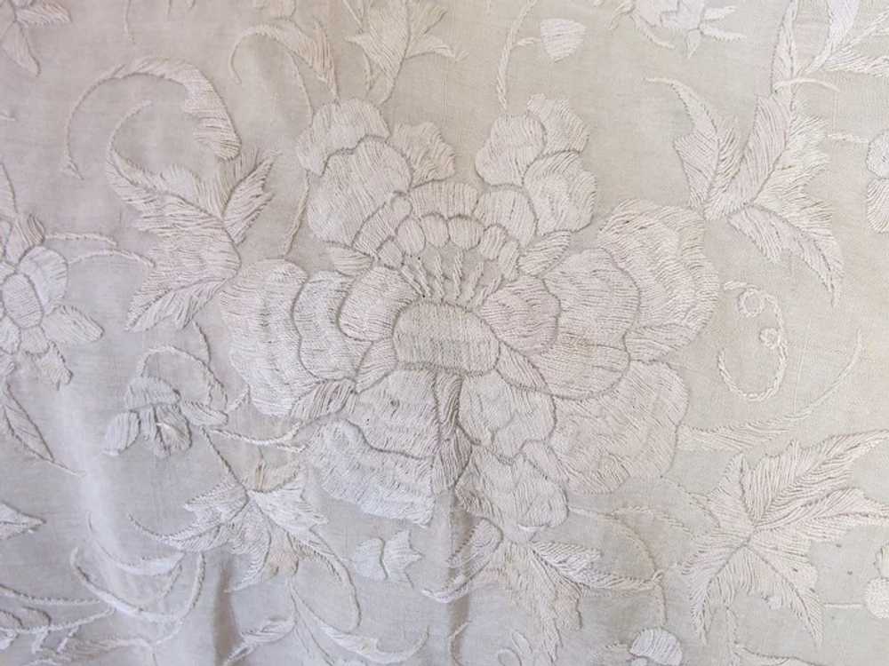Lovely Antique Embroidered Floral Silk Shawl, Pia… - image 8
