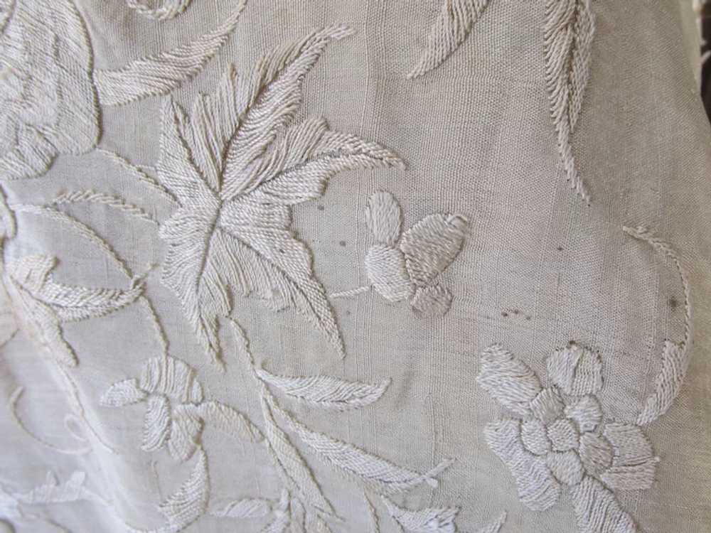 Lovely Antique Embroidered Floral Silk Shawl, Pia… - image 9