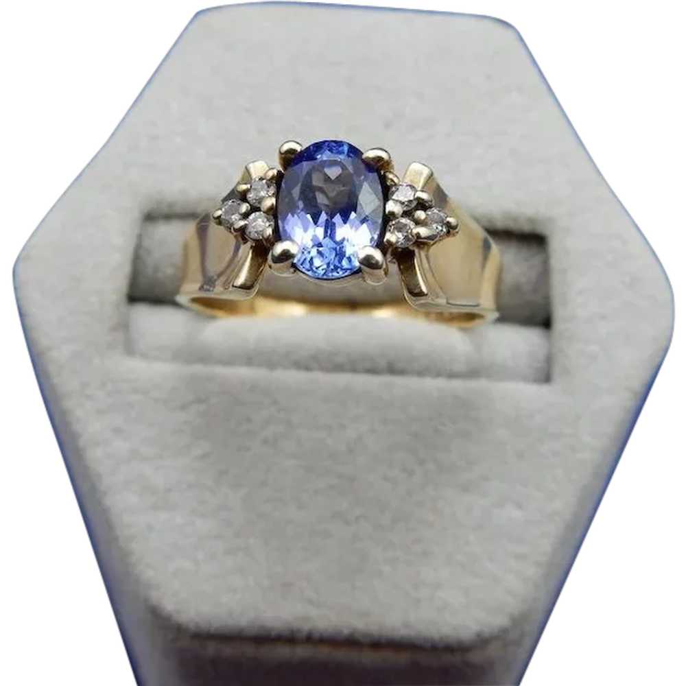 10 Karat Tanzanite and Diamond Ring - image 1