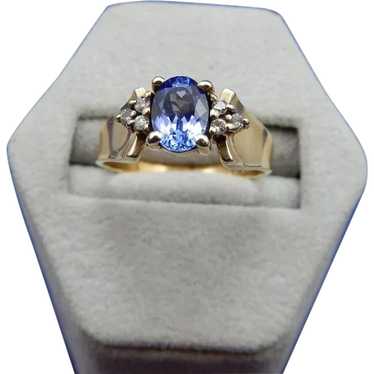 10 Karat Tanzanite and Diamond Ring - image 1