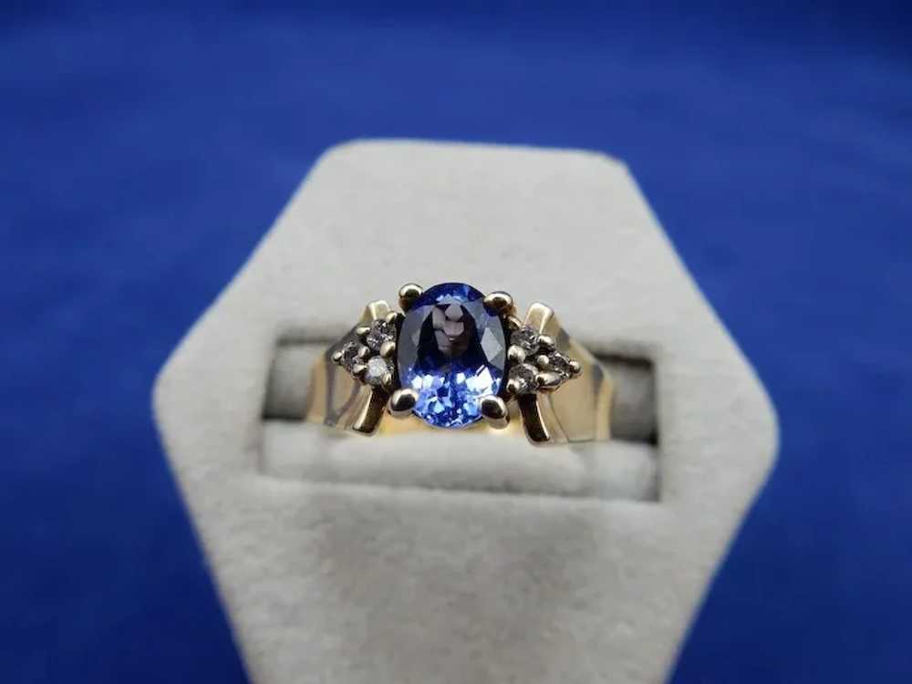 10 Karat Tanzanite and Diamond Ring - image 2
