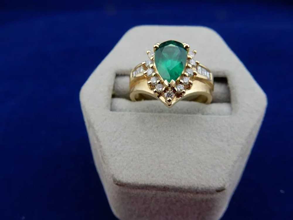 Vintage 14 Karat Chatham Emerald Ring - image 2