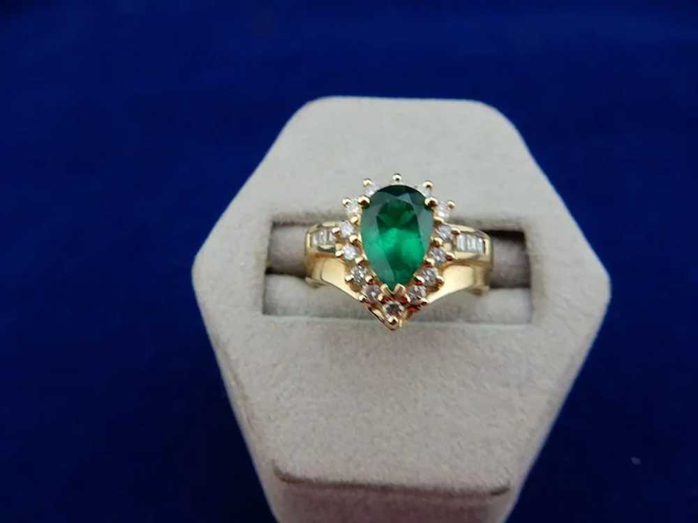 Vintage 14 Karat Chatham Emerald Ring - image 3