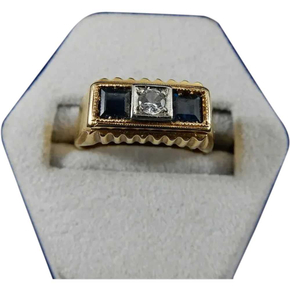18 Karat Vintage Natural Sapphire and Diamond Ring - image 1