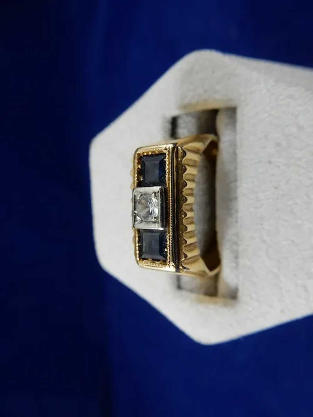 18 Karat Vintage Natural Sapphire and Diamond Ring - image 2