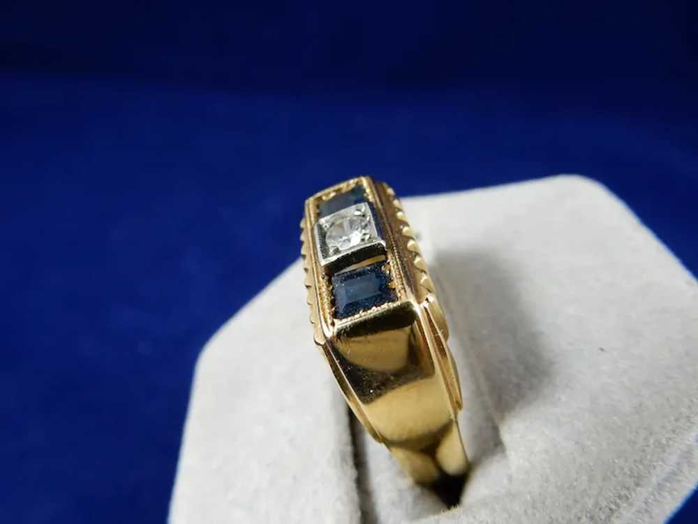18 Karat Vintage Natural Sapphire and Diamond Ring - image 3