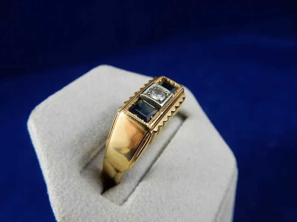 18 Karat Vintage Natural Sapphire and Diamond Ring - image 4