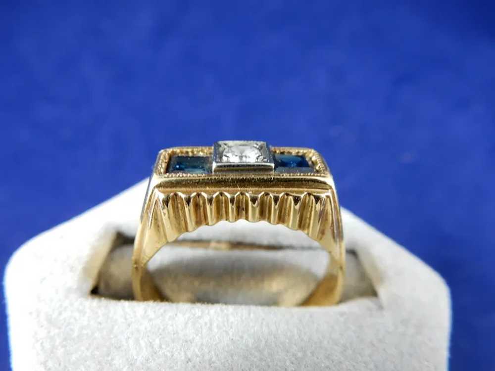 18 Karat Vintage Natural Sapphire and Diamond Ring - image 5