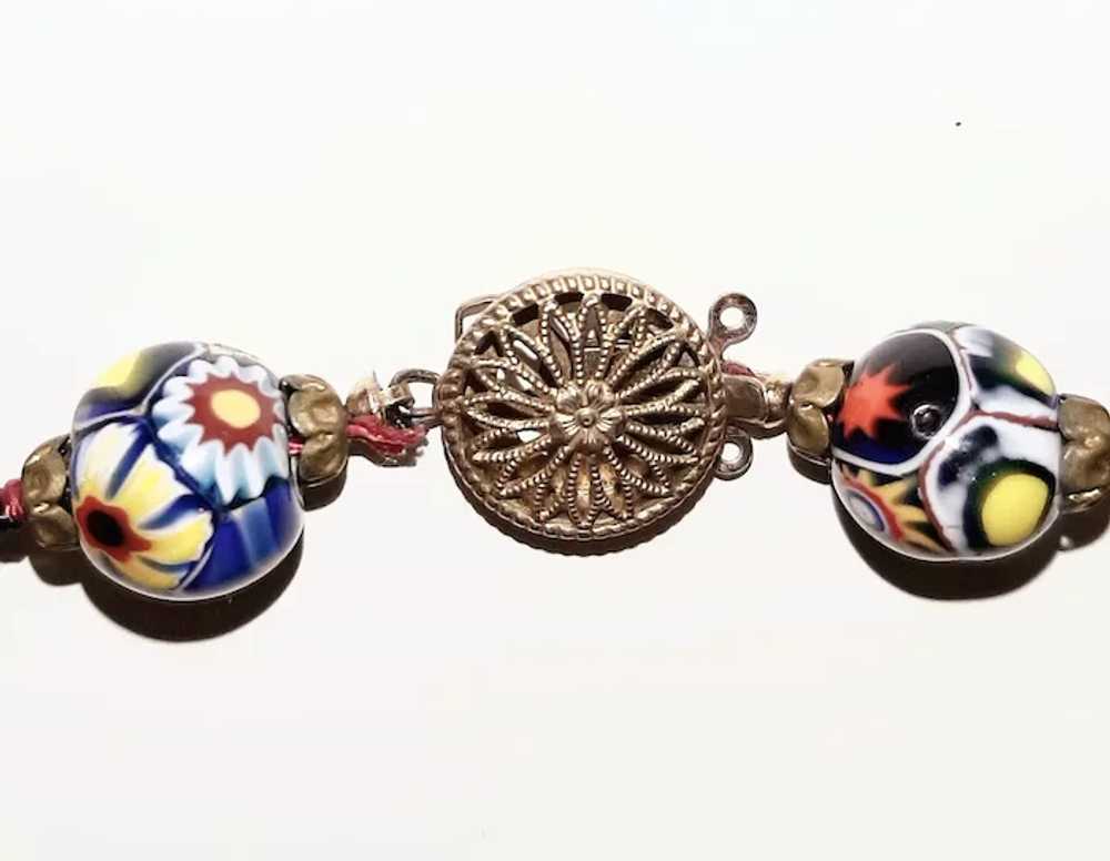 Vintage Murano Glass Millefiori Bead Necklace - image 2