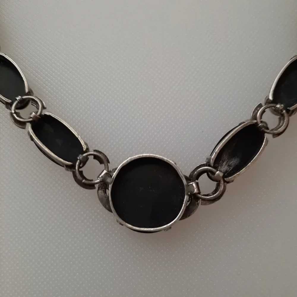 Sterling, Onyx and Marcasite Necklace - C. 1930 - image 4
