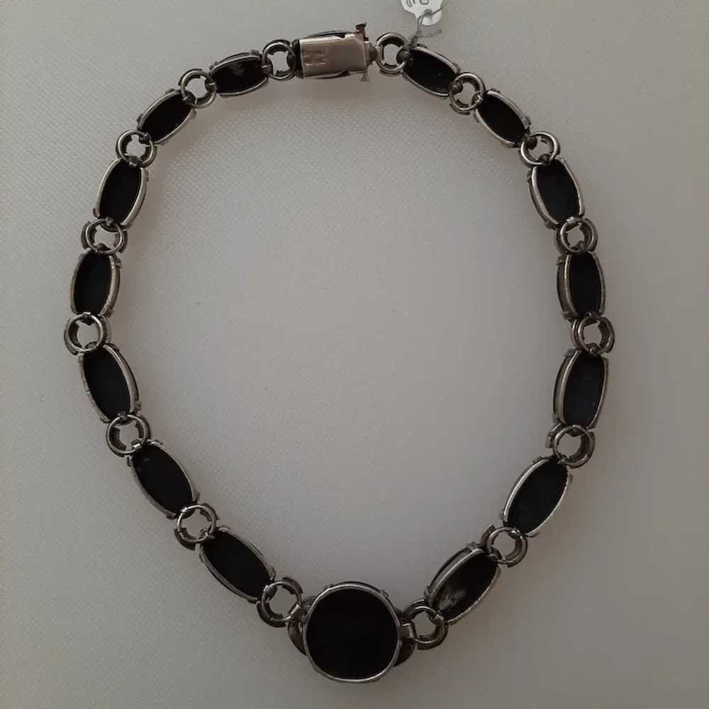 Sterling, Onyx and Marcasite Necklace - C. 1930 - image 5