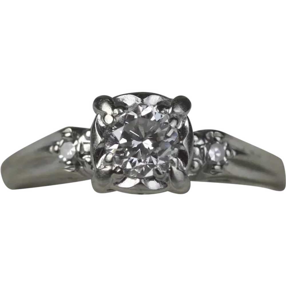 1940's 14K White Gold and Half Carat Diamond Ring - image 1