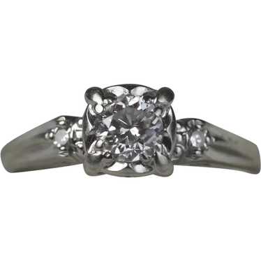 1940's 14K White Gold and Half Carat Diamond Ring - image 1