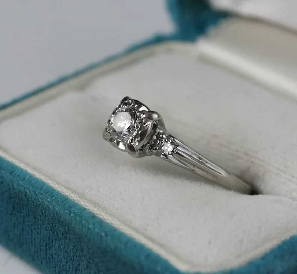 1940's 14K White Gold and Half Carat Diamond Ring - image 3