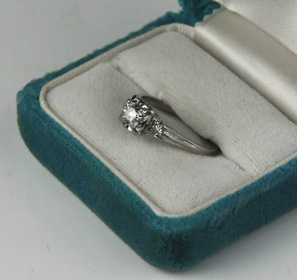 1940's 14K White Gold and Half Carat Diamond Ring - image 4