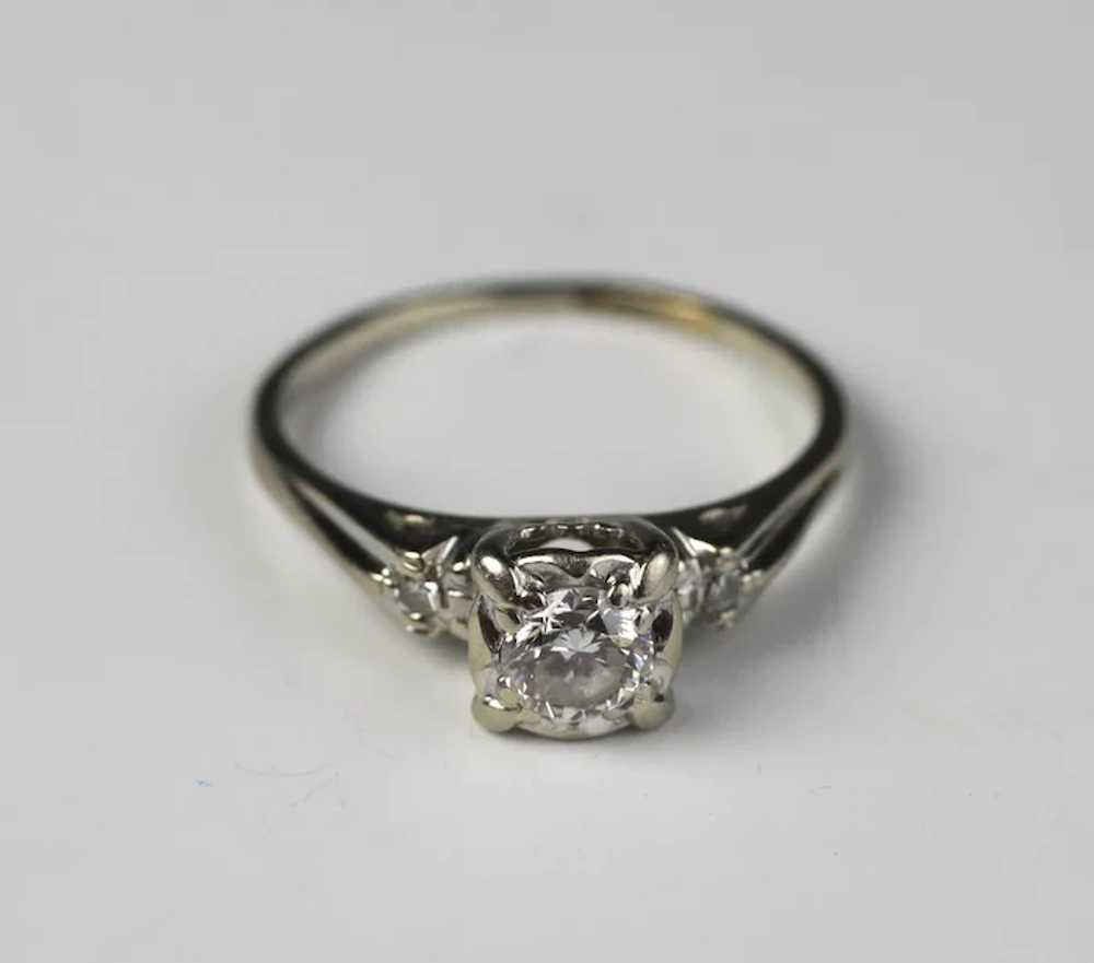 1940's 14K White Gold and Half Carat Diamond Ring - image 5