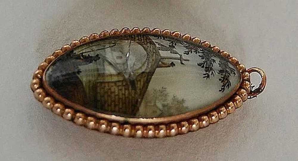 18th Century MEMORIAL BROOCH - Crystal / Painted … - image 4