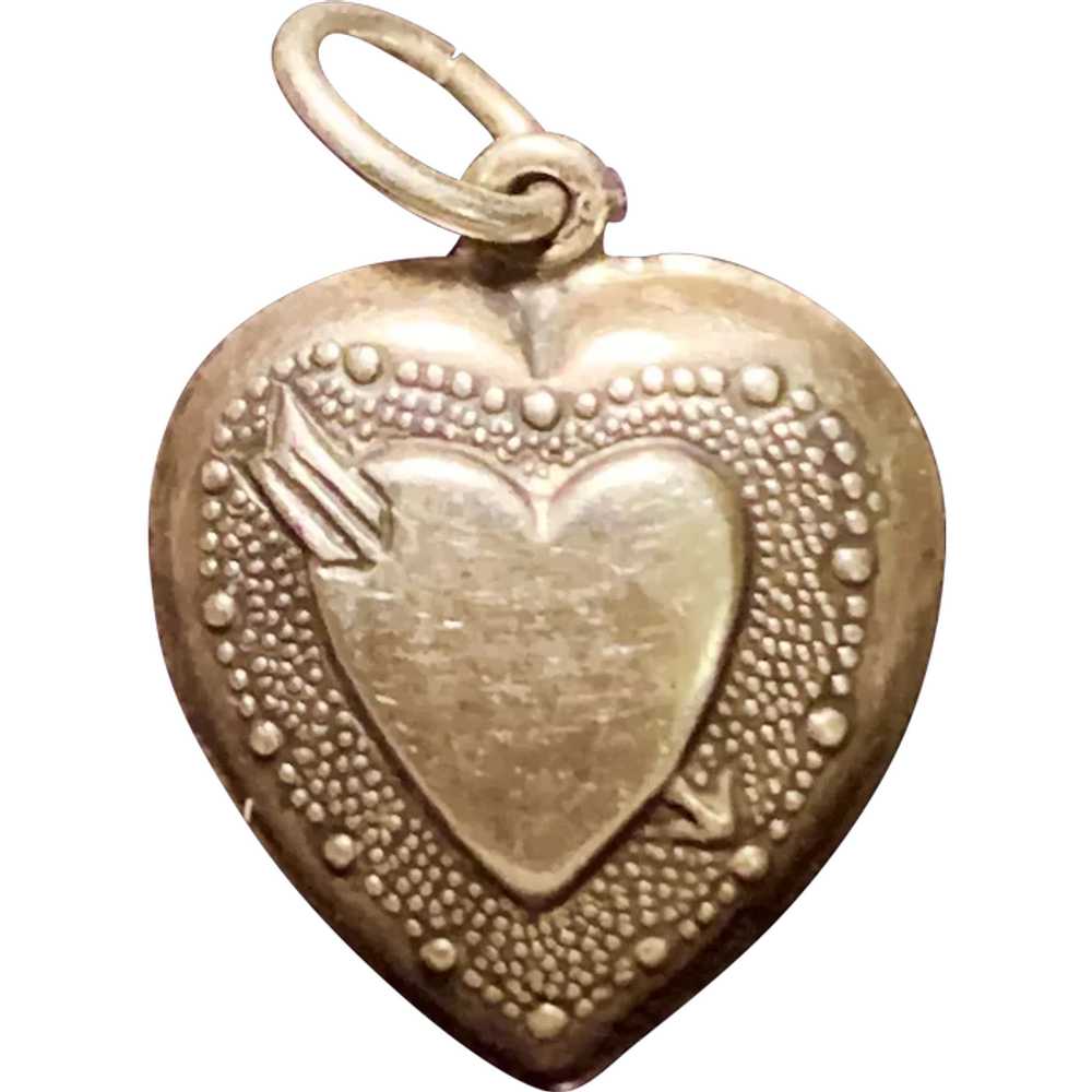 A sweet vintage sterling puffy heart charm. - image 1