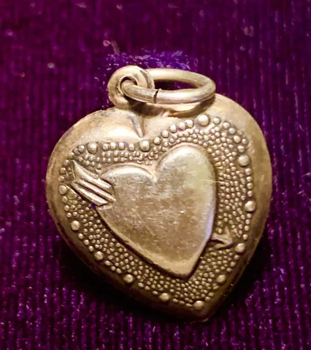 A sweet vintage sterling puffy heart charm. - image 2
