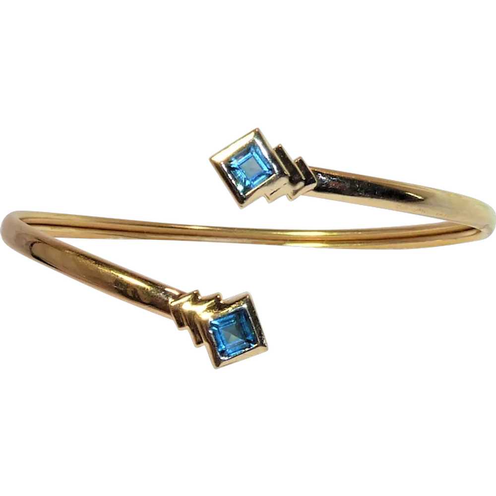 14 karat Gold Blue Topaz Bracelet Vintage - image 1