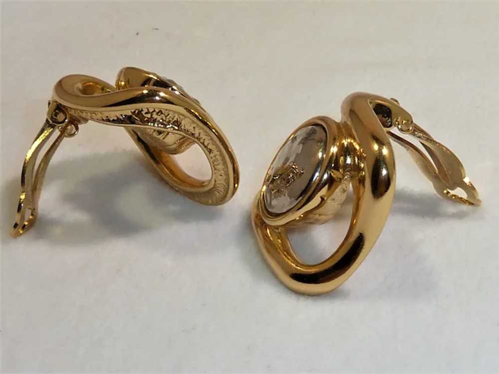 YSL Gold Silver Tone Clip Earrings Vintage Made i… - image 5