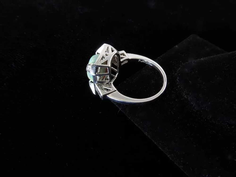 Vintage Black Opal, Diamond, and Platinum Ring - image 4