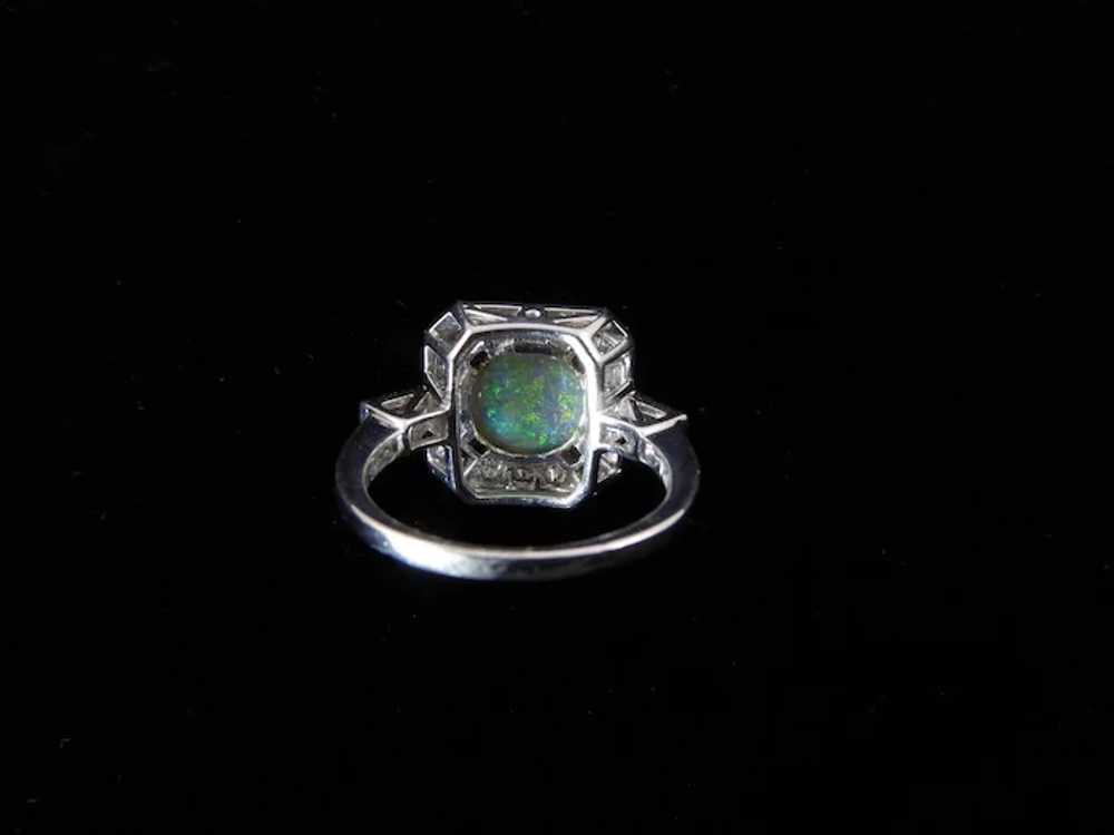 Vintage Black Opal, Diamond, and Platinum Ring - image 5