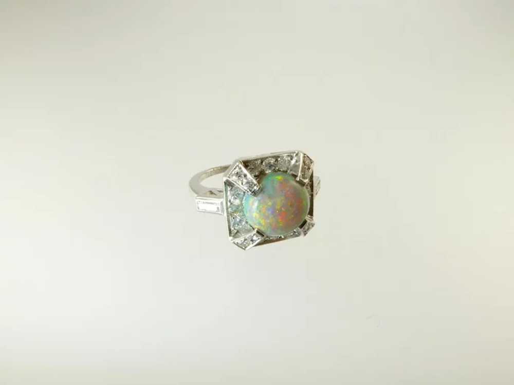 Vintage Black Opal, Diamond, and Platinum Ring - image 6