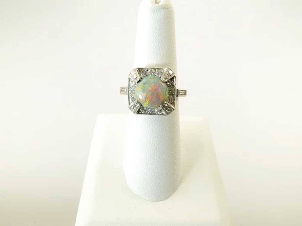 Vintage Black Opal, Diamond, and Platinum Ring - image 7