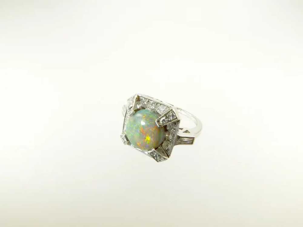 Vintage Black Opal, Diamond, and Platinum Ring - image 8