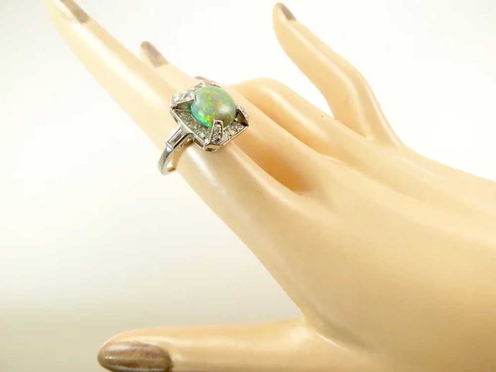 Vintage Black Opal, Diamond, and Platinum Ring - image 9