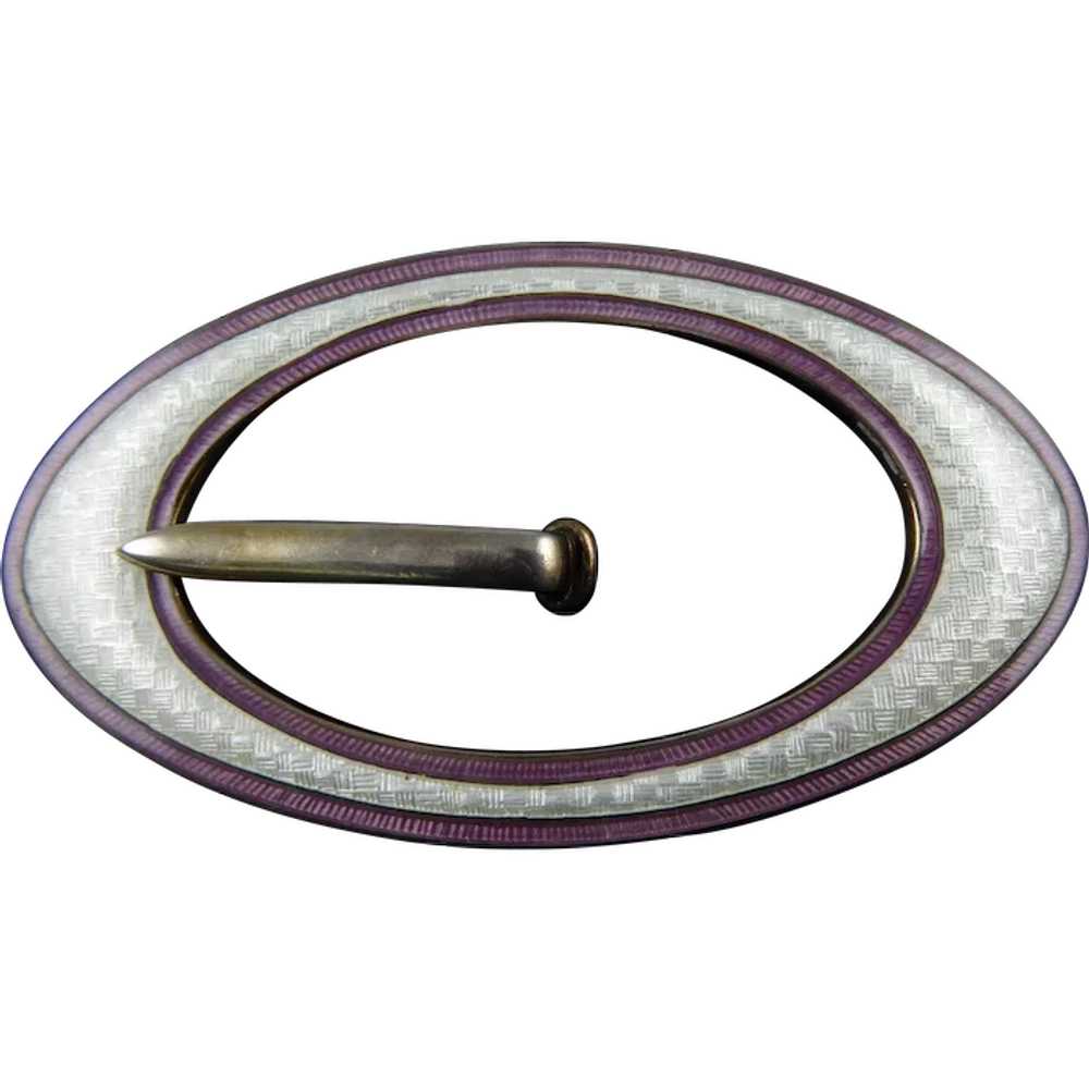 Edwardian Sash Pin in White and Lavender Enamel - image 1
