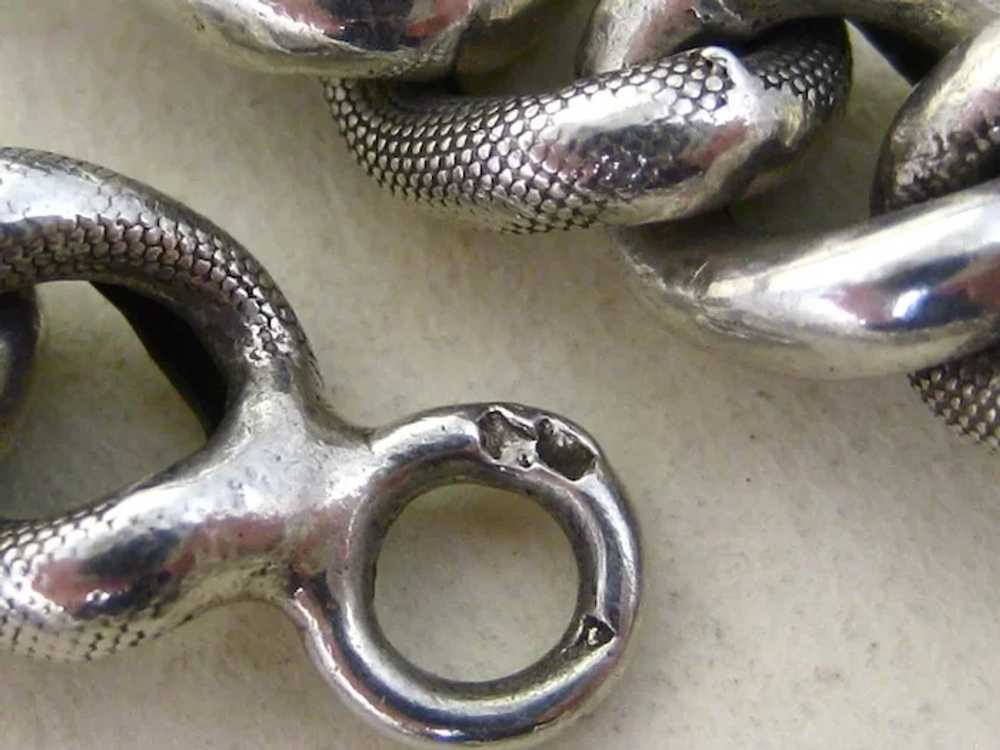 French Antique Art Nouveau Silver Charm Bracelet … - image 7