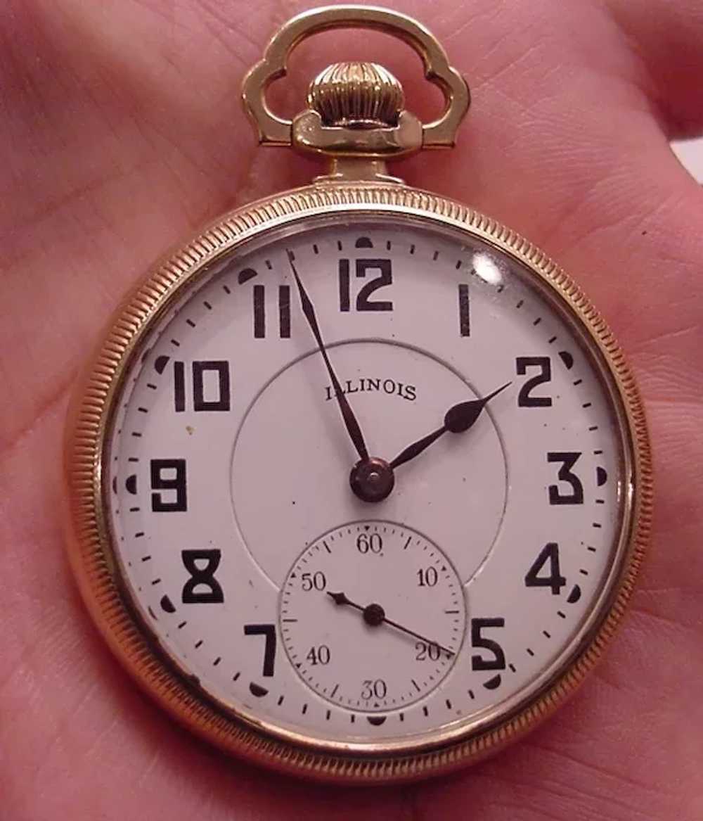 Open Face Elgin Art Deco Gold Filled Pocket Watch - image 3