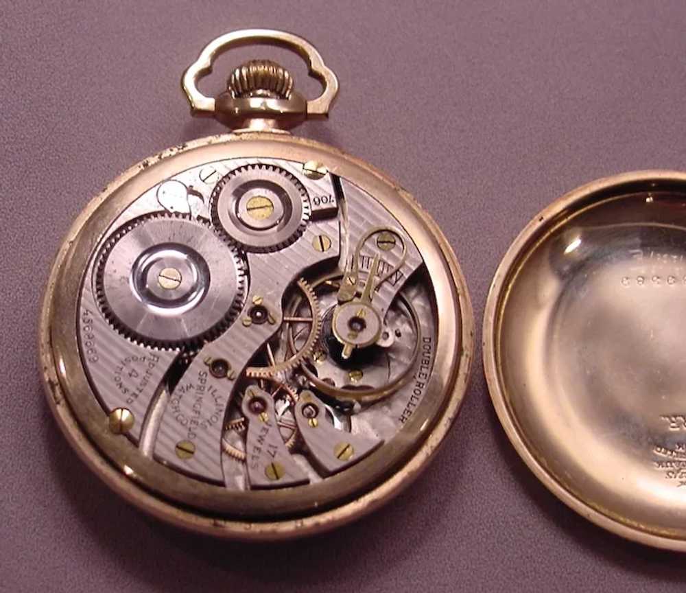 Open Face Elgin Art Deco Gold Filled Pocket Watch - image 4
