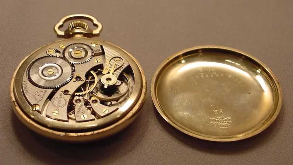 Open Face Elgin Art Deco Gold Filled Pocket Watch - image 5