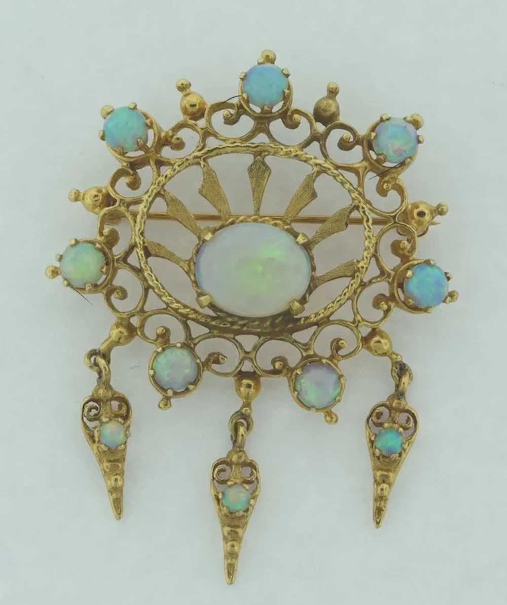 Superb Vintage Opals & 14k Gold Brooch - image 3