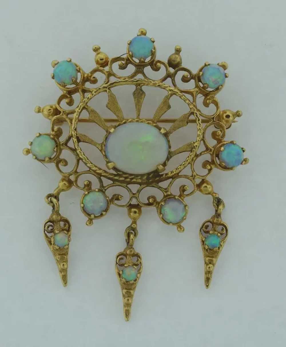 Superb Vintage Opals & 14k Gold Brooch - image 4