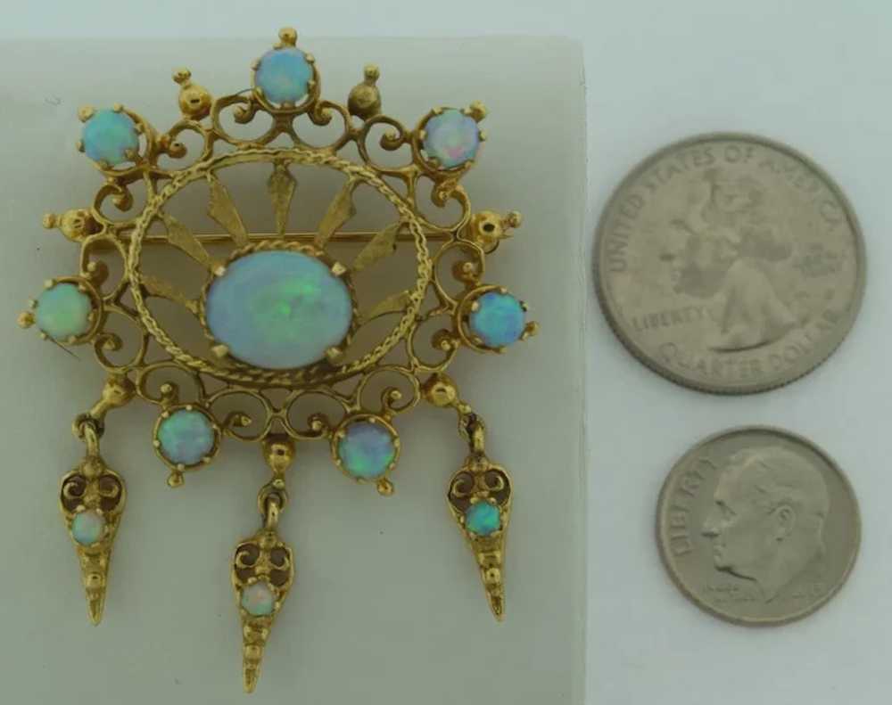 Superb Vintage Opals & 14k Gold Brooch - image 6