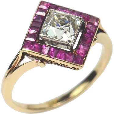 Edwardian 1.20ct diamond and ruby ring c. 1905 - image 1