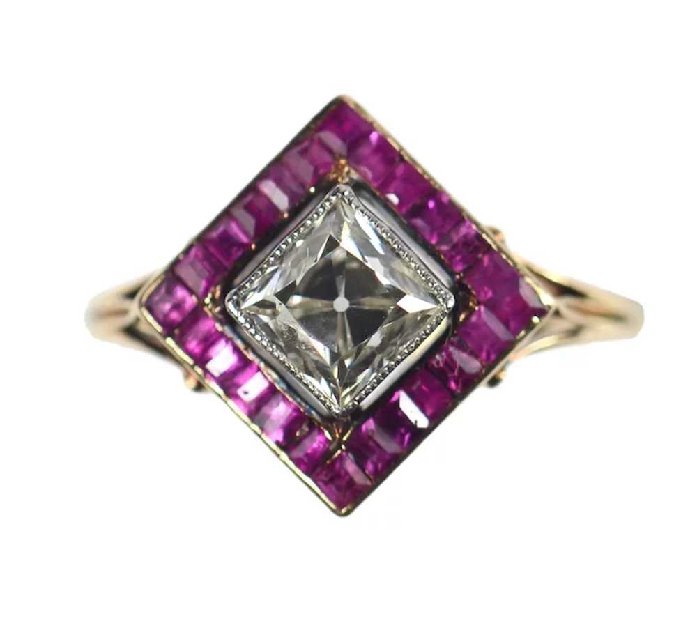 Edwardian 1.20ct diamond and ruby ring c. 1905 - image 2