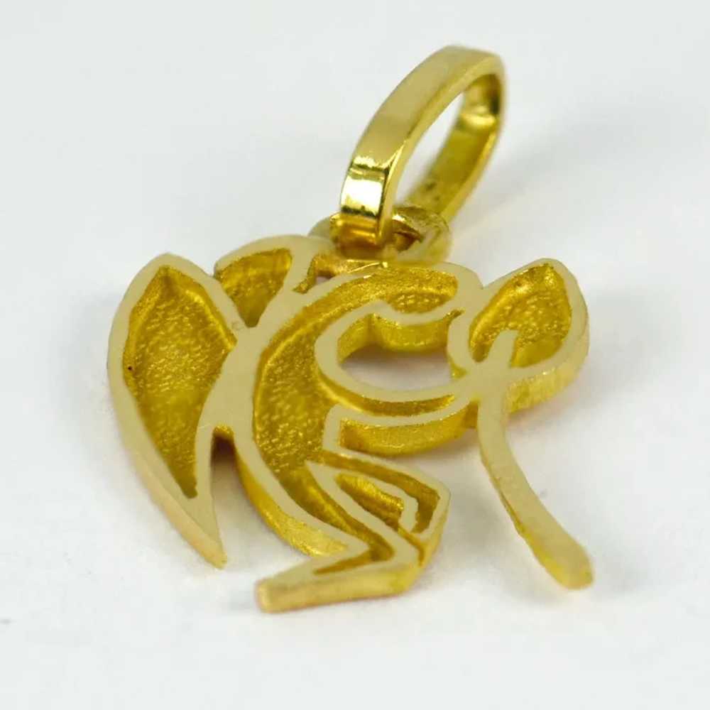 French Angel and Flower 18K Yellow Gold Charm Pen… - image 2